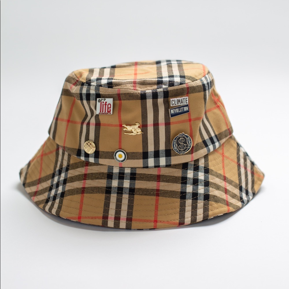 Classic Burberry Style Checker Cotton Canvas Bucket Hat 💷